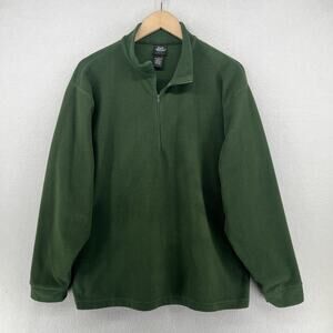 Vintage EARLY WINTERS Fleece Mens L 1/4 Zip Sweatshirt Layer Pullover Green